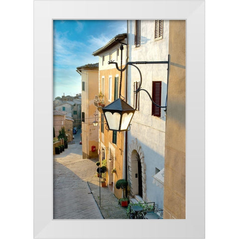 Montalcino Street Lamp #1 White Modern Wood Framed Art Print by Blaustein, Alan