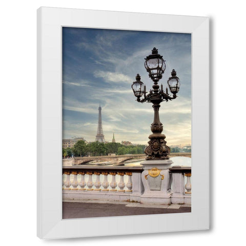 View of Eiffel Tower White Modern Wood Framed Art Print by Blaustein, Alan