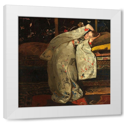 Girl in a White Kimono, 1894 White Modern Wood Framed Art Print by Breitner, George Hendrik