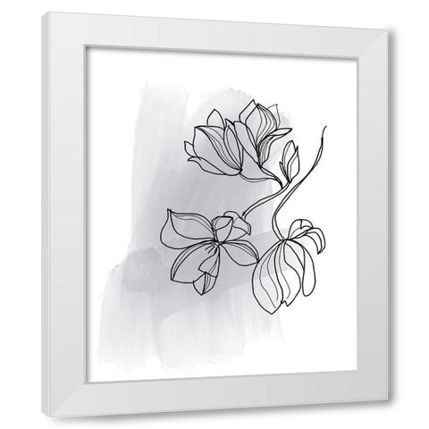 Botanique en Gris 1 White Modern Wood Framed Art Print by Baker, Bronwyn