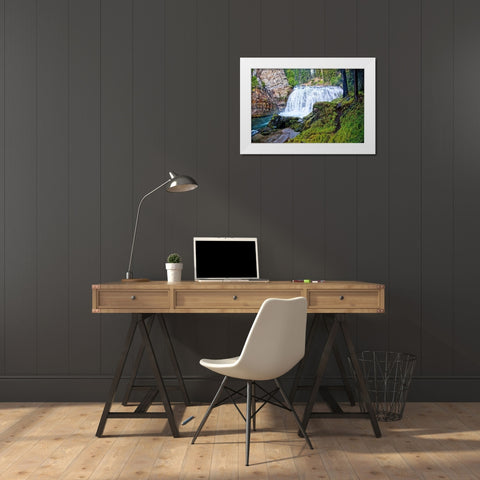 South Fork Falls White Modern Wood Framed Art Print by Broom, Michael