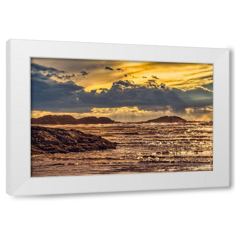 Golden Sunset White Modern Wood Framed Art Print by Burdick, Chuck