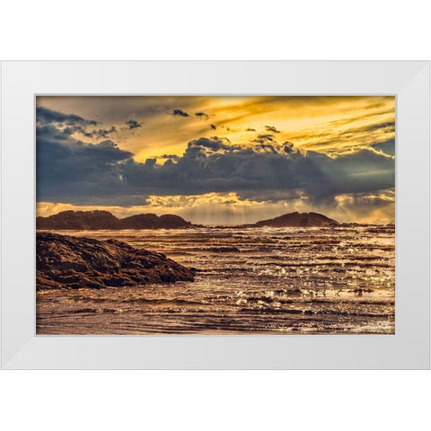 Golden Sunset White Modern Wood Framed Art Print by Burdick, Chuck