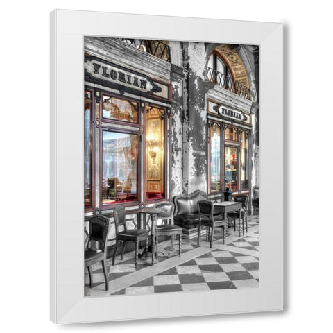 Caffe Florian-Venezia White Modern Wood Framed Art Print by Blaustein, Alan