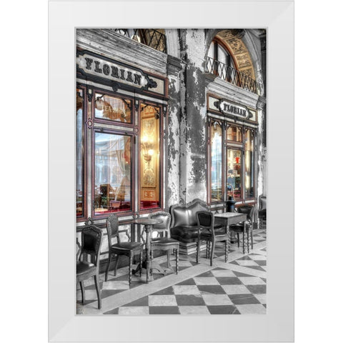 Caffe Florian-Venezia White Modern Wood Framed Art Print by Blaustein, Alan