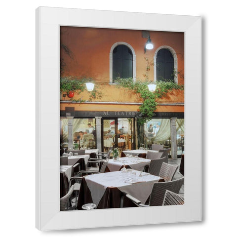 Al Teatro Cafe-Venezia White Modern Wood Framed Art Print by Blaustein, Alan