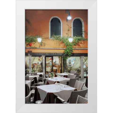 Al Teatro Cafe-Venezia White Modern Wood Framed Art Print by Blaustein, Alan