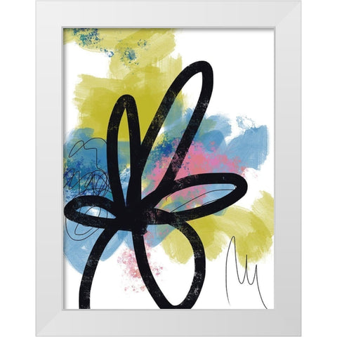 Pop Flower No. 1 White Modern Wood Framed Art Print by Baker, Bronwyn