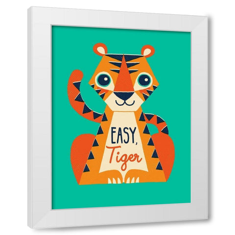 Easy Tiger White Modern Wood Framed Art Print by Buxton, Michael
