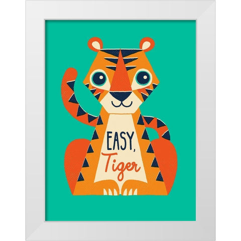 Easy Tiger White Modern Wood Framed Art Print by Buxton, Michael