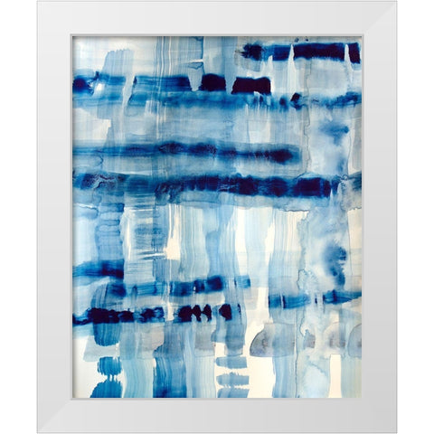 Indigo Stripes No. 1 White Modern Wood Framed Art Print by Bainbridge, Hope