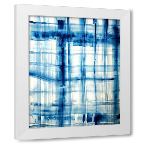 Indigo Stripes No. 2 White Modern Wood Framed Art Print by Bainbridge, Hope