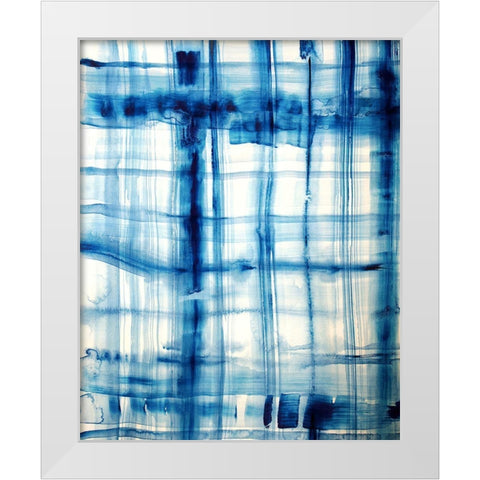 Indigo Stripes No. 2 White Modern Wood Framed Art Print by Bainbridge, Hope