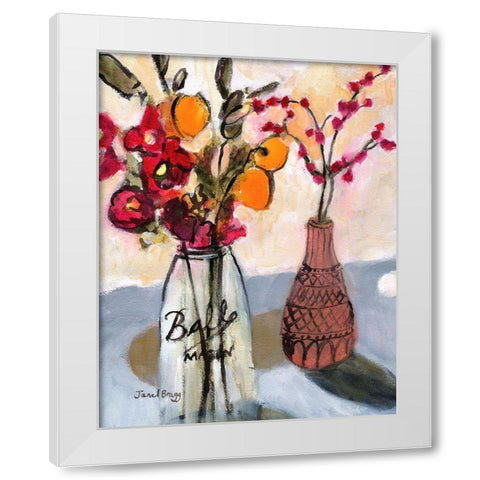 Still Life with Mason Jar and Flowers White Modern Wood Framed Art Print by Bragg, Janel