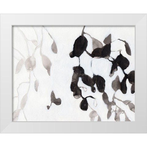 Leaves in Black and White White Modern Wood Framed Art Print by Bragg, Janel