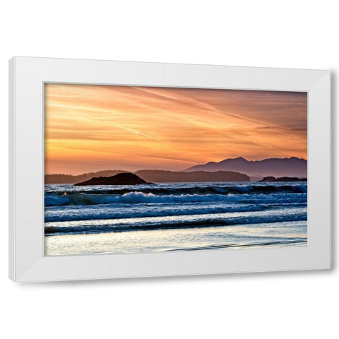 A Long Beach Sunset White Modern Wood Framed Art Print by Burdick, Chuck