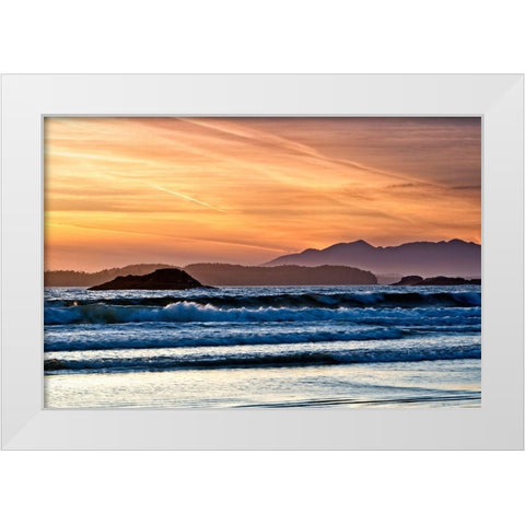 A Long Beach Sunset White Modern Wood Framed Art Print by Burdick, Chuck