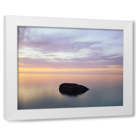 Rock at Sunset White Modern Wood Framed Art Print by Becia, Jim