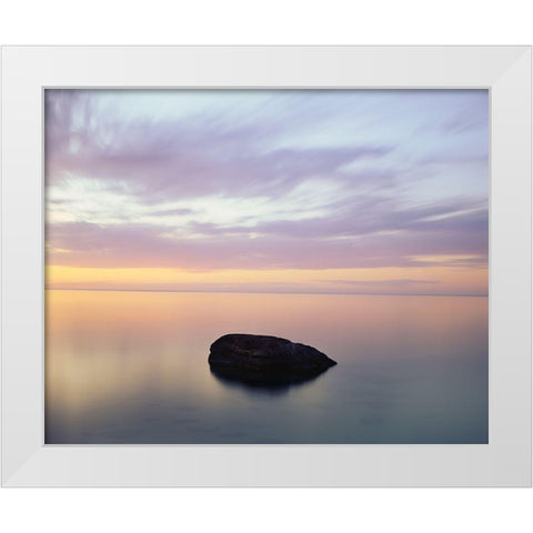 Rock at Sunset White Modern Wood Framed Art Print by Becia, Jim