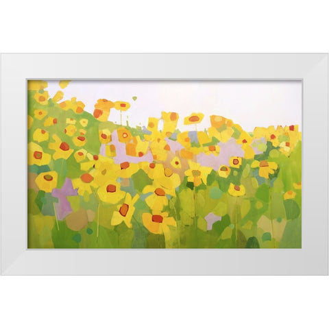 Field of Sunflowers White Modern Wood Framed Art Print by Becker, Anne