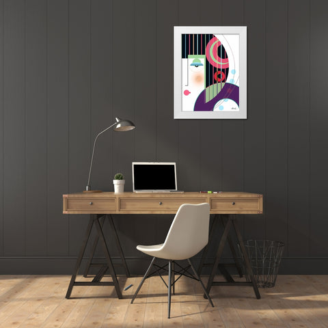 Geisha White Modern Wood Framed Art Print by Banerjee, Ishita