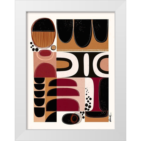 Phylatic -Tribal Tapestry White Modern Wood Framed Art Print by Banerjee, Ishita