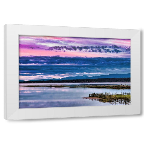 Komoks Harbour Fish Traps White Modern Wood Framed Art Print by Burdick, Chuck