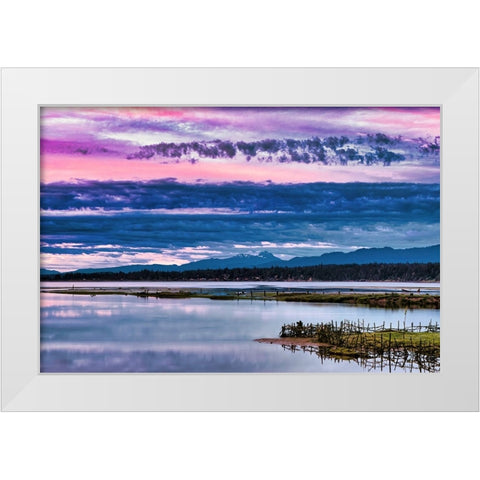 Komoks Harbour Fish Traps White Modern Wood Framed Art Print by Burdick, Chuck