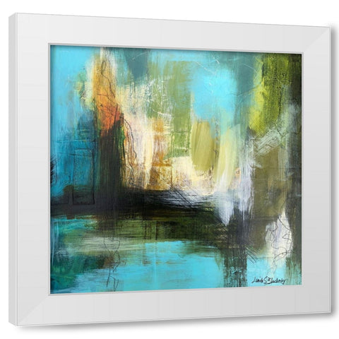 Aqua Serenity 3 White Modern Wood Framed Art Print by Blackerby, Linda S.
