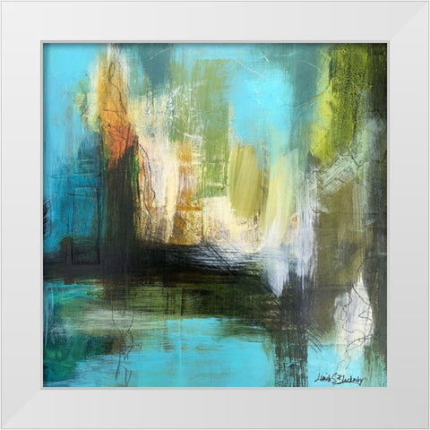 Aqua Serenity 3 White Modern Wood Framed Art Print by Blackerby, Linda S.