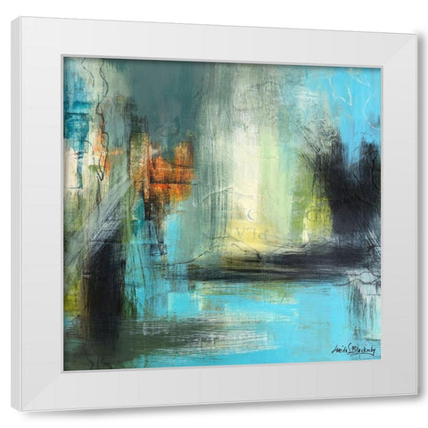Aqua Serenity 1 White Modern Wood Framed Art Print by Blackerby, Linda S.