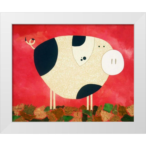 Pig Newton White Modern Wood Framed Art Print by Craig, Casey
