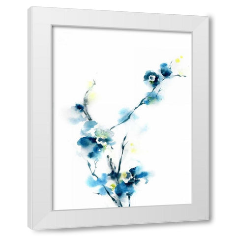 Blue Blossoms White Modern Wood Framed Art Print by CanotStop