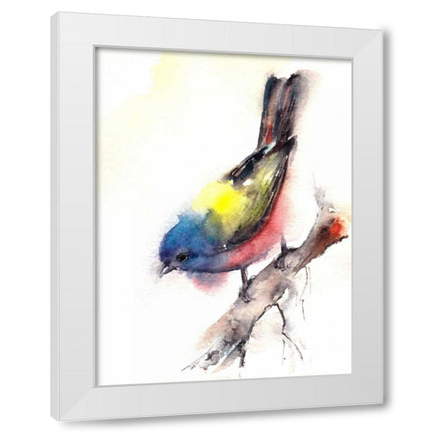 Bunting Bird White Modern Wood Framed Art Print by CanotStop