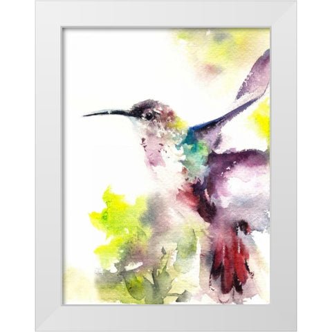 Hummingbird White Modern Wood Framed Art Print by CanotStop