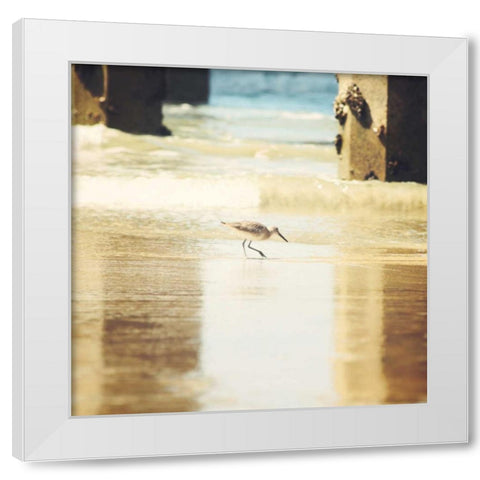 Walking on The Beach White Modern Wood Framed Art Print by Coomes, Sylvia