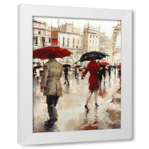 Parting on a Paris Street White Modern Wood Framed Art Print by Christie, Lorraine