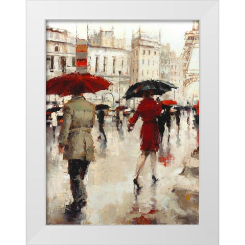Parting on a Paris Street White Modern Wood Framed Art Print by Christie, Lorraine