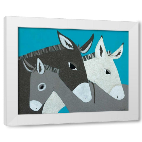Donkey Family White Modern Wood Framed Art Print by Craig, Casey