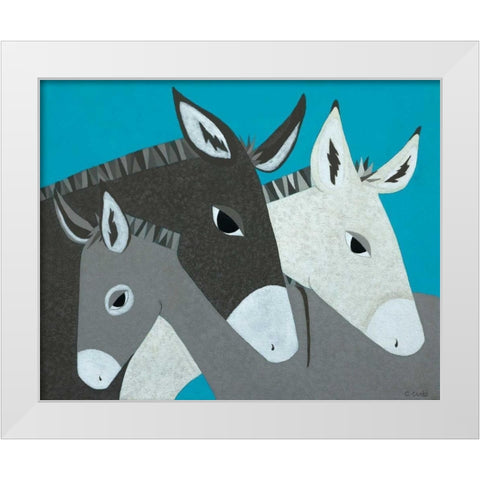 Donkey Family White Modern Wood Framed Art Print by Craig, Casey
