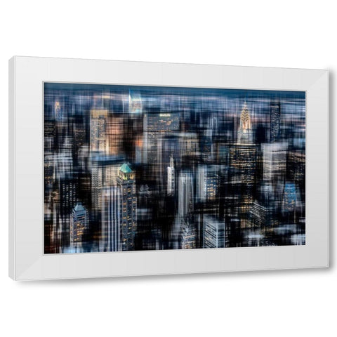 Downtown at Night White Modern Wood Framed Art Print by Cmarits, Hannes
