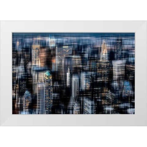 Downtown at Night White Modern Wood Framed Art Print by Cmarits, Hannes