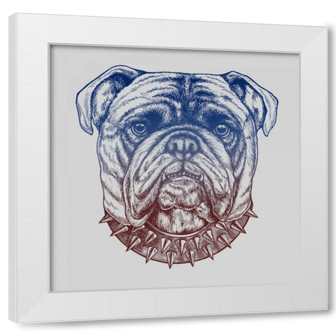 Gritty Bulldog White Modern Wood Framed Art Print by Caldwell, Rachel