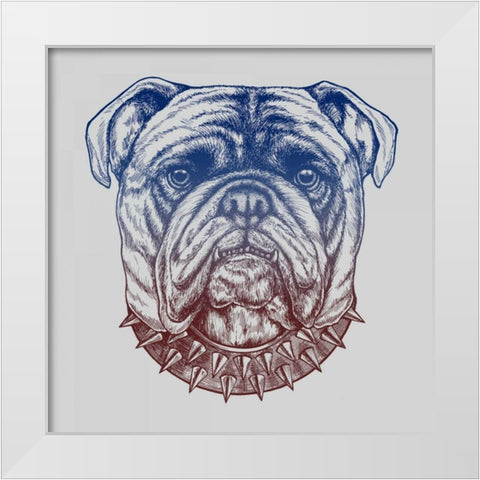 Gritty Bulldog White Modern Wood Framed Art Print by Caldwell, Rachel
