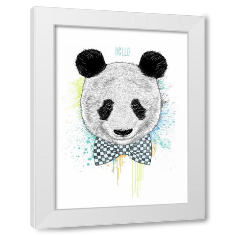 Hello Panda White Modern Wood Framed Art Print by Caldwell, Rachel
