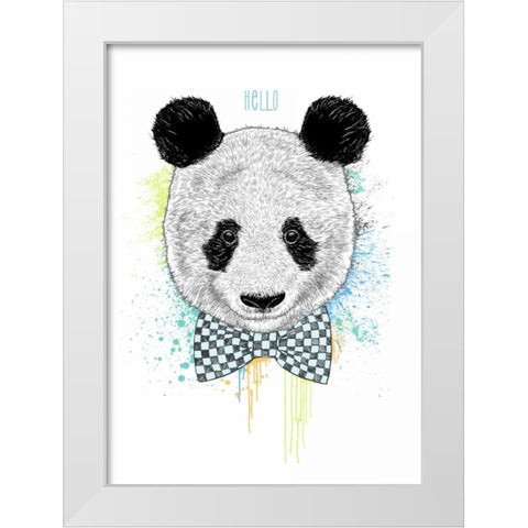 Hello Panda White Modern Wood Framed Art Print by Caldwell, Rachel