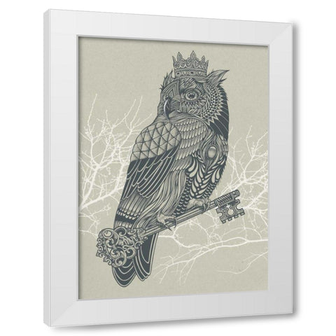 Owl King White Modern Wood Framed Art Print by Caldwell, Rachel