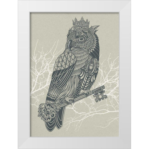 Owl King White Modern Wood Framed Art Print by Caldwell, Rachel