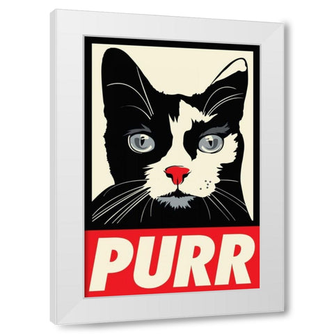 Purr Propaganda White Modern Wood Framed Art Print by Caldwell, Rachel