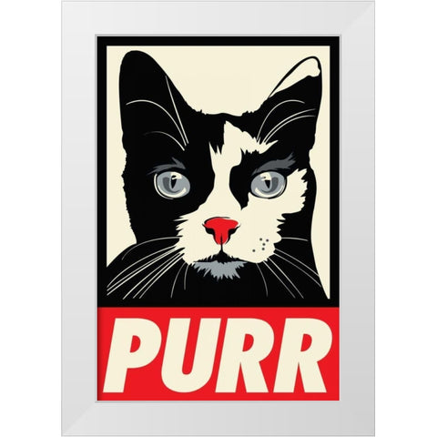 Purr Propaganda White Modern Wood Framed Art Print by Caldwell, Rachel